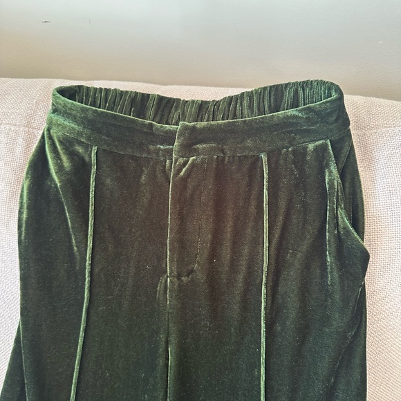 Luxurious Green Velvet Wide Leg Pants - Picture 8 of 16